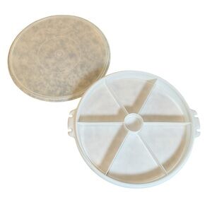 VINTAGE Tupperware 12" Round 405-1 Pie Veggie Carrier Snack Keeper & 224-15 Lid